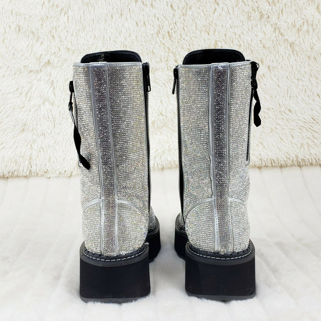 Demonia Emily 330R Rhinestone 2" Platform Combat Boots 6-12 NY - Totally Wicked Footwear