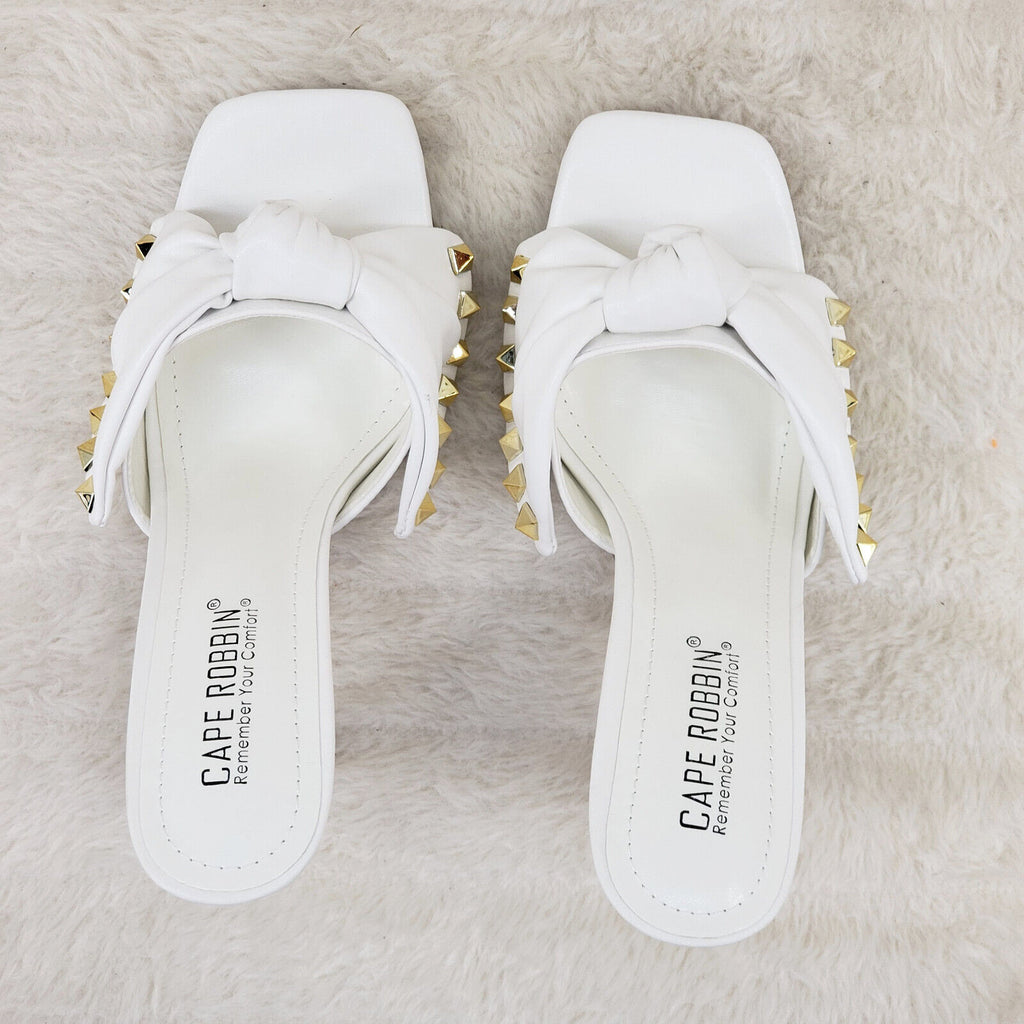Darian Slip On White Open Toe High Heel Clogs Mules Slides - Totally Wicked Footwear
