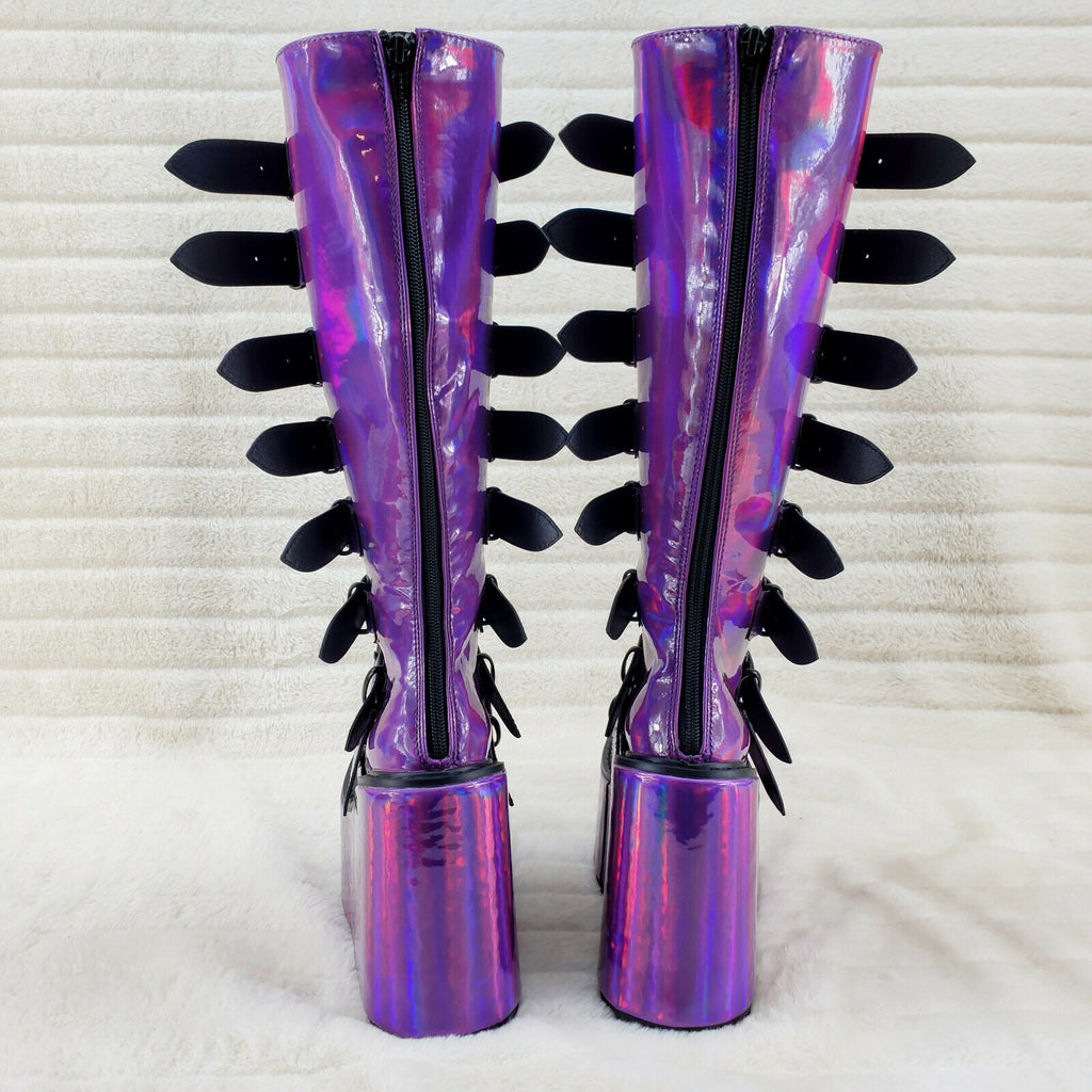 Swing 815 Purple hologram Goth Punk Knee Boot 5.5" Platform In House - Totally Wicked Footwear
