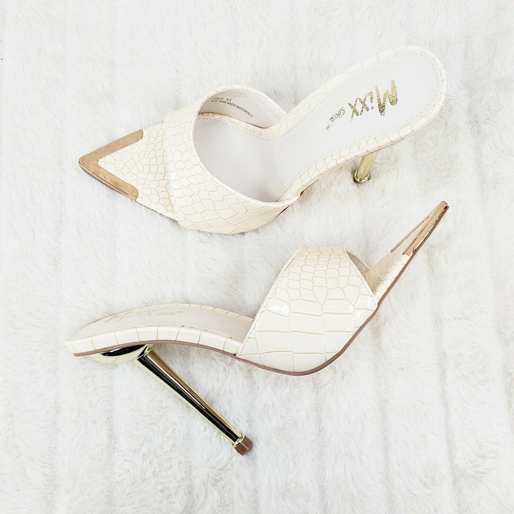 Venus Nude Slim High Heel Pointy Toe Slip On Sandals Slides Clogs - Totally Wicked Footwear