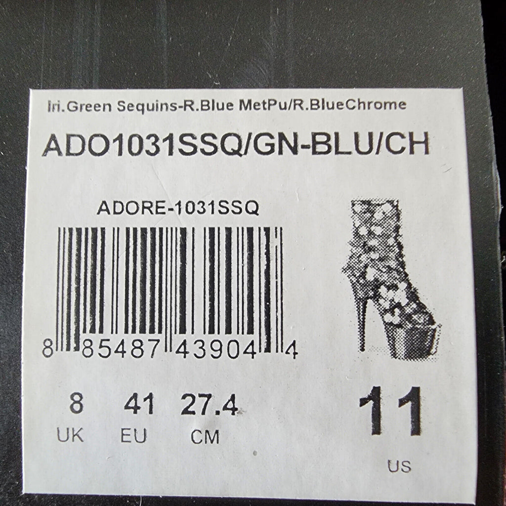 Delight 1031SQ Green Mermaid Sequin Ankle Boot 7" High Heel Shoe Sizes 11 NY - Totally Wicked Footwear
