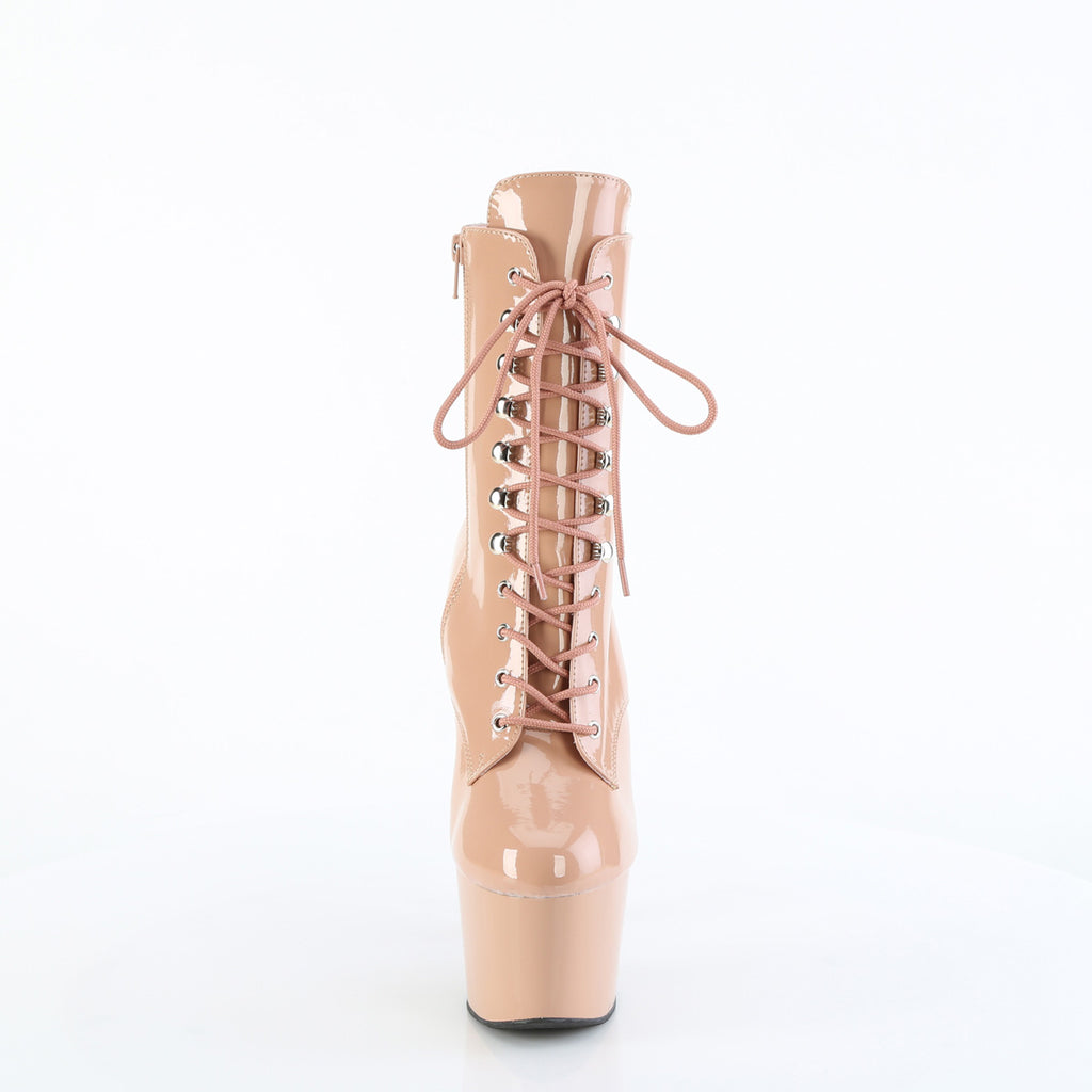 Adore 1020 Lace Up Ankle Boots Blush Patent - 7" High Heels Direct - Totally Wicked Footwear