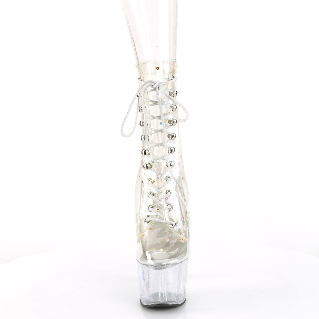 Adore 1020C Clear Sequin 7" Heel Platform Ankle Boots -Direct - Totally Wicked Footwear