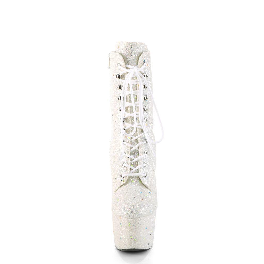 Adore 1020GDLG White UV Glitter Platform Ankle Boots 7"High Heels - Totally Wicked Footwear