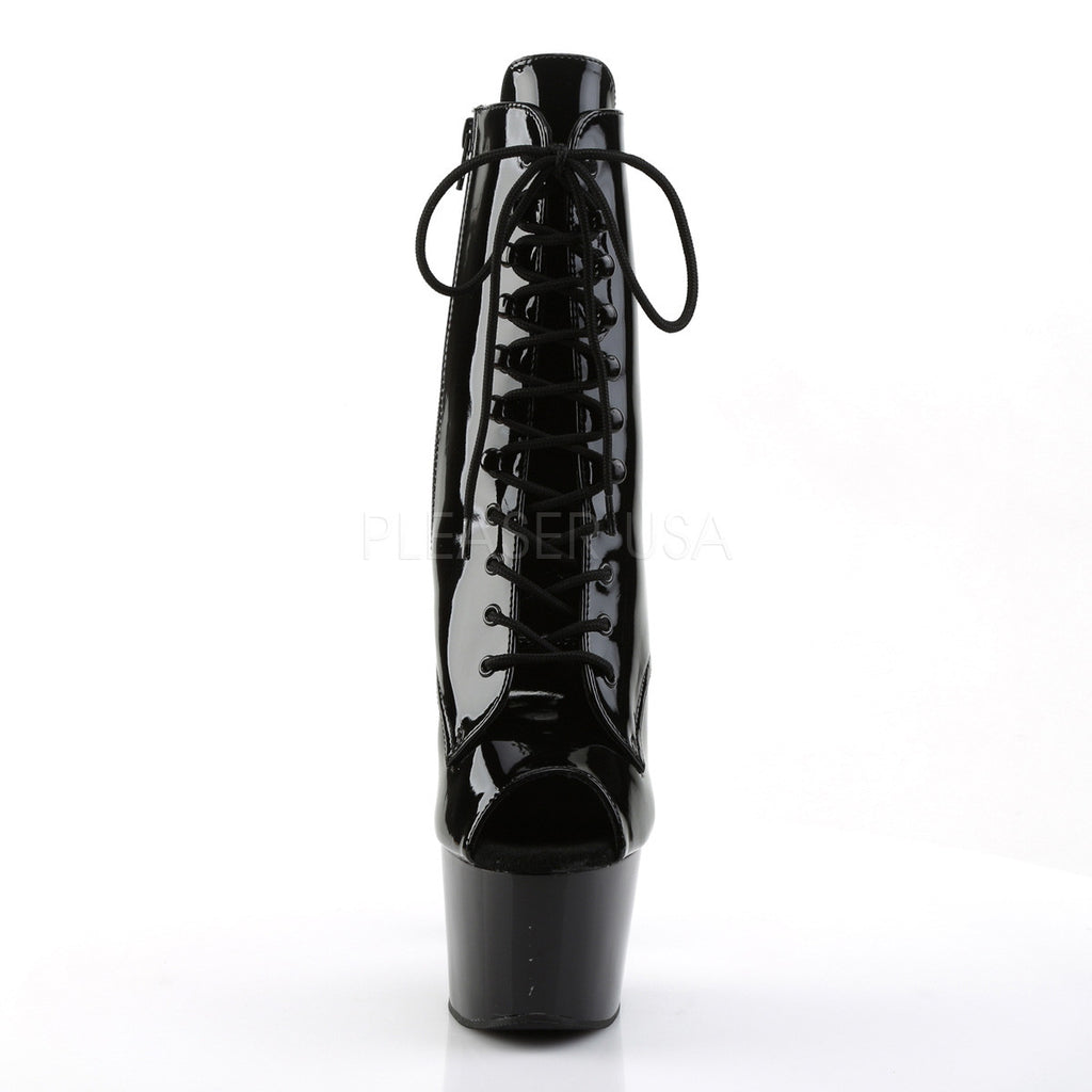 Adore 1021 Lace Up Black Patent / Platform Ankle Boot 7" Heel - Totally Wicked Footwear
