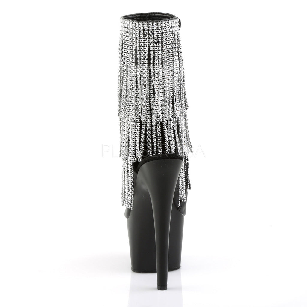 Adore 1024 RSF  Black / Silver Chrome Fringe Platform Heel Ankle Boot - Totally Wicked Footwear
