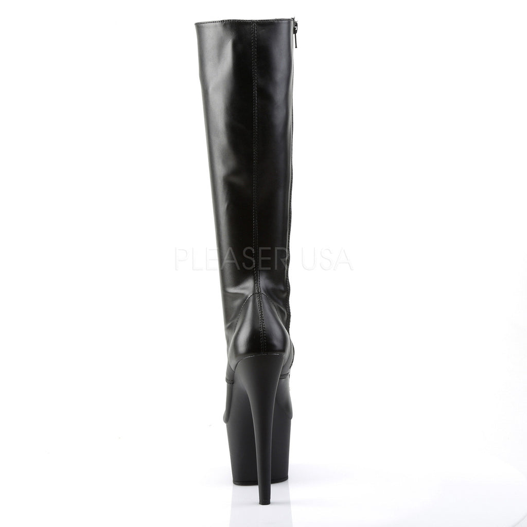 Adore 2023 Black Matte Lace Front Platform Heel Knee Boot - Totally Wicked Footwear