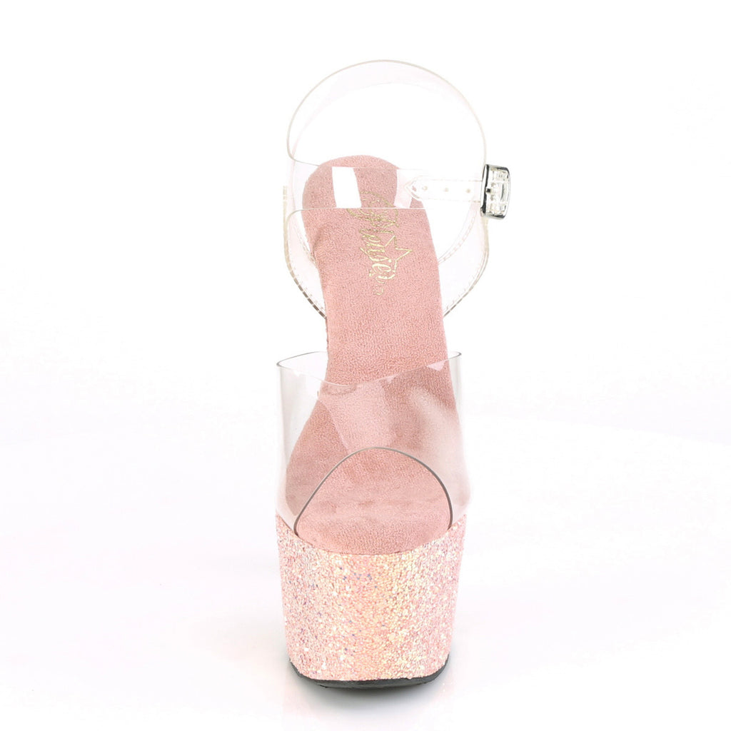 Adore 708LG Dusty Blush Pink Glitter 7" High Heels - Totally Wicked Footwear