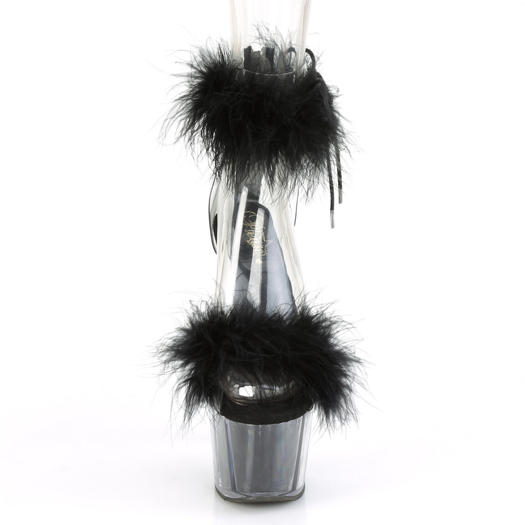 Adore 724F  Black 7" High Heel Marabou Feather Sandals - Totally Wicked Footwear