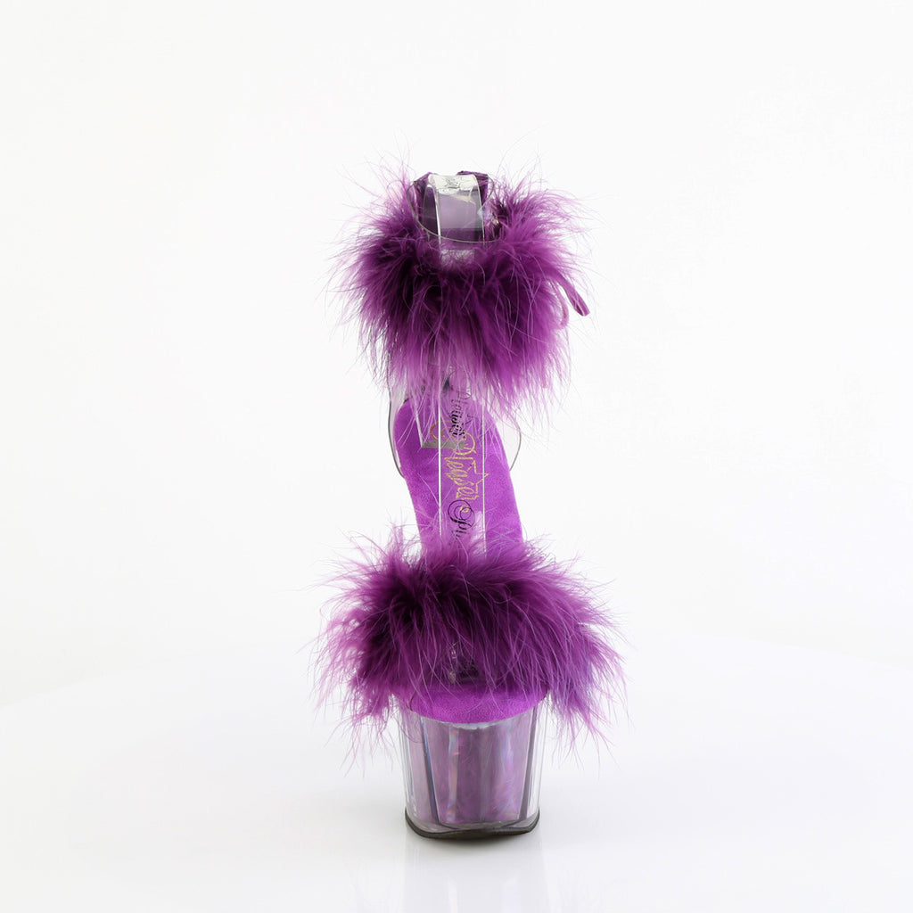 Adore 724F Purple 7" High Heel Marabou Feather Sandals - Totally Wicked Footwear