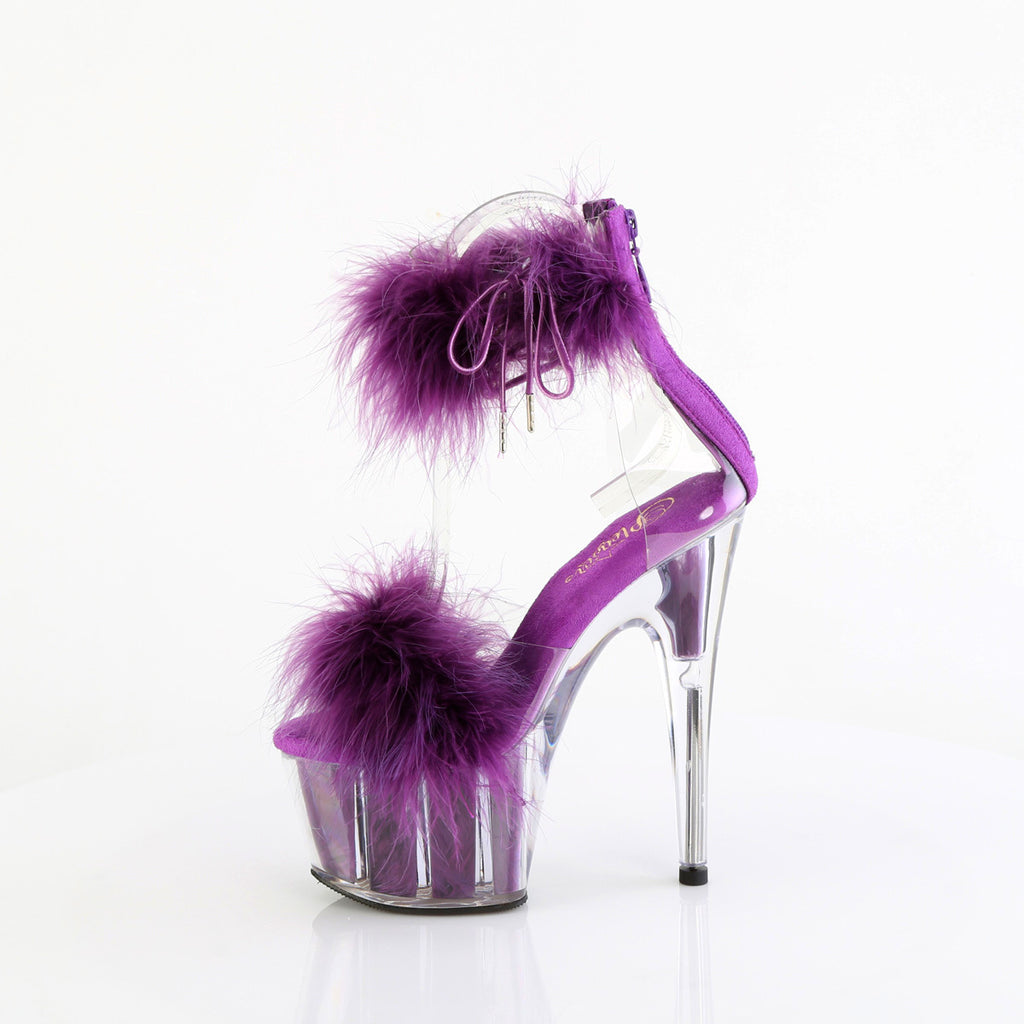 Adore 724F Purple 7" High Heel Marabou Feather Sandals - Totally Wicked Footwear