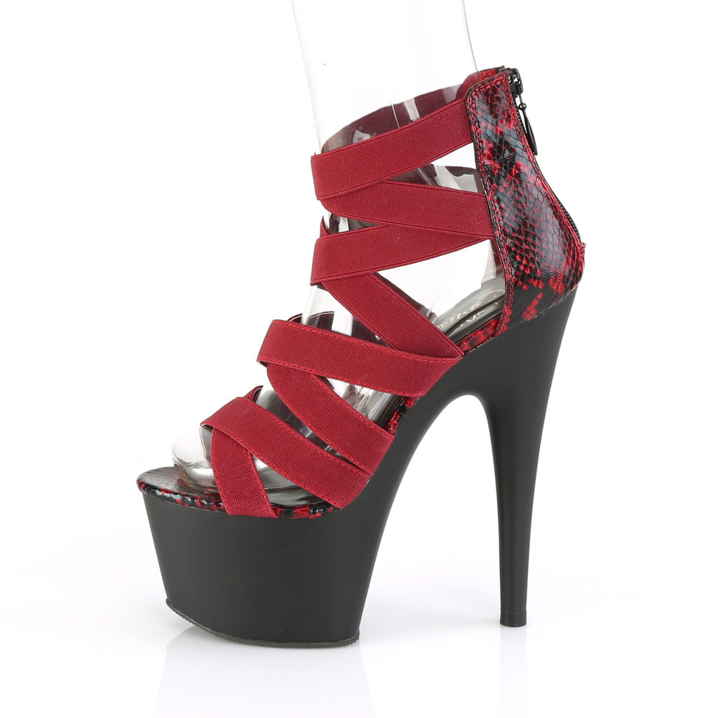 Adore 748SP 7" High Heel Bandage Strap Sandals - Wine Snake - Totally Wicked Footwear