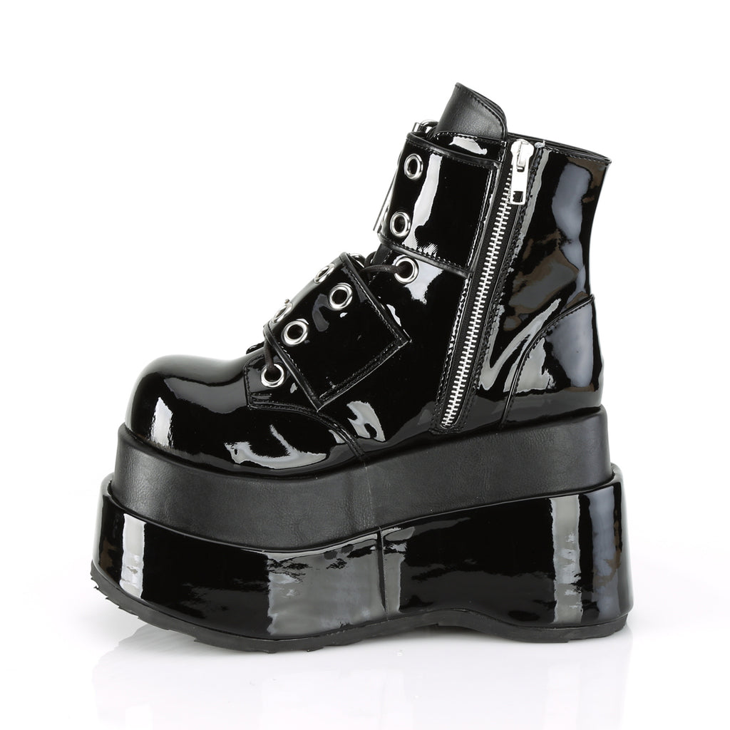 Bear 104 Black Platform Goth Big Buckle Ankle Boots  - Demonia Direct - Totally Wicked Footwear