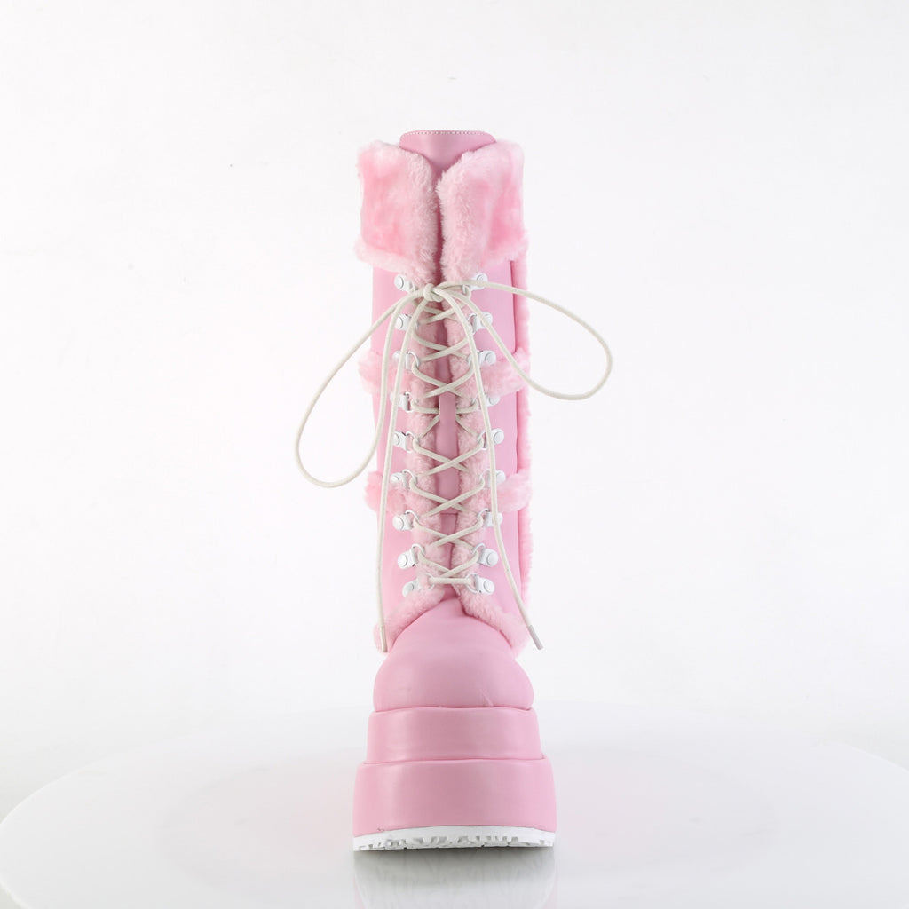 Bear 202 Baby Pink Furry Stomper Mid Calf Boots -DEMONA DIRECT - Totally Wicked Footwear
