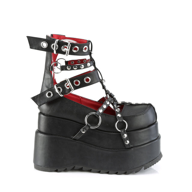 Bear 28 Black Matte 4.5" Goth Punk Rock Platform Sandals- Demonia Direct - Totally Wicked Footwear