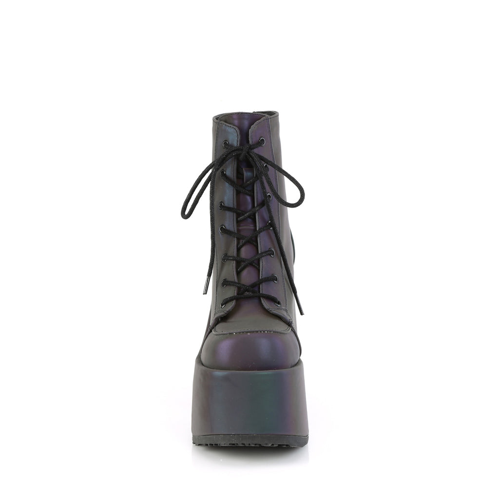 Camel 203 Multi Reflective Lace Up Goth Platform Ankle Boots  - Demonia Direct - Totally Wicked Footwear