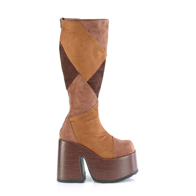 Camel 280 Brown Goth Patchwork Platform Boot 6-12  - Demonia Direct - Totally Wicked Footwear