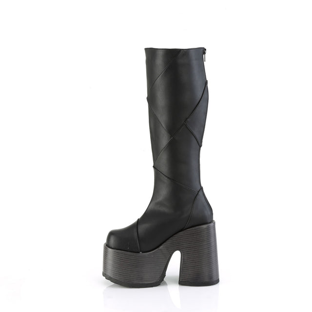 Camel 280 Black Matte Goth Patchwork Platform Boot 6-12  - Demonia Direct - Totally Wicked Footwear