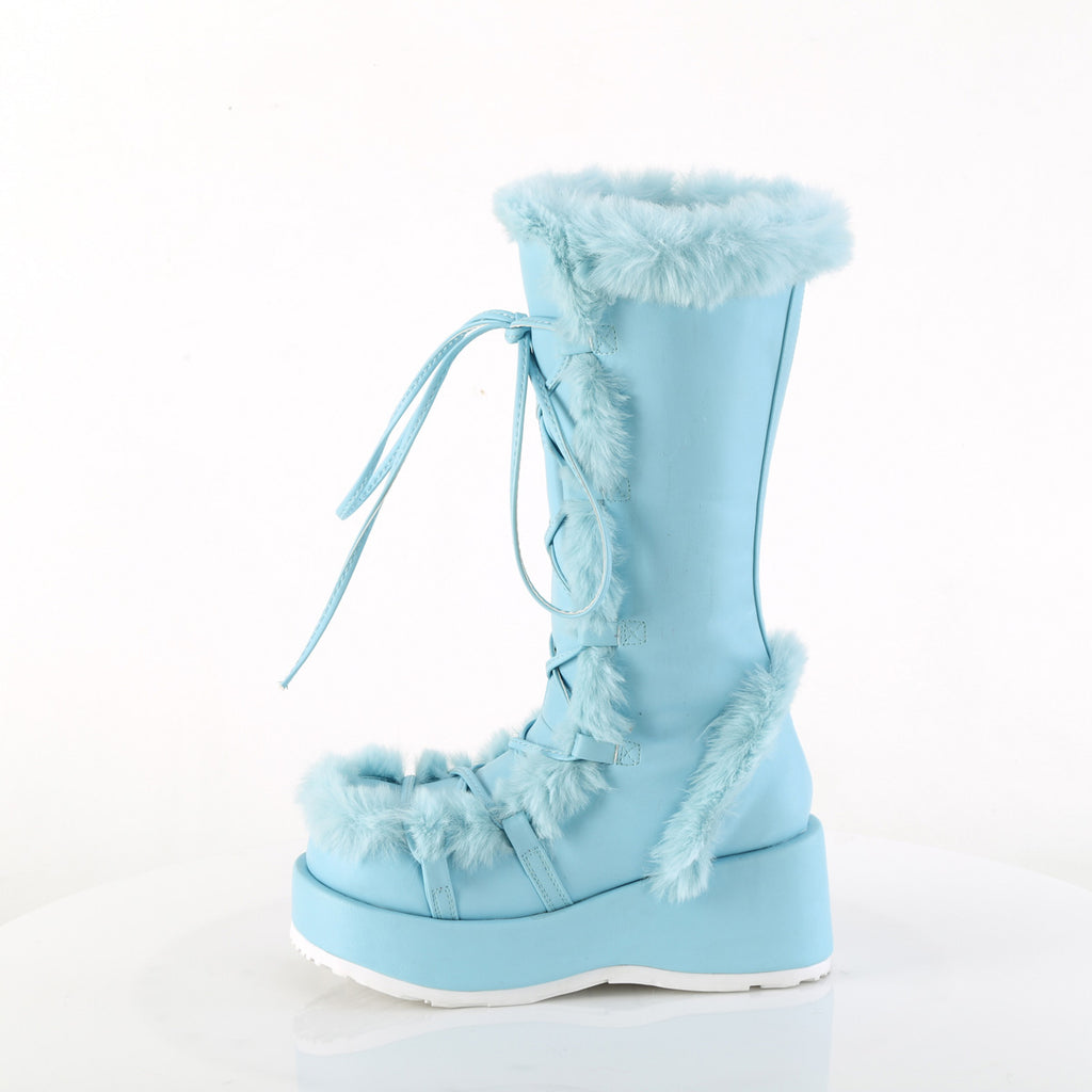 Cubby 311 Baby Blue Furry Stomper Mid Calf Boots -DEMONA DIRECT - Totally Wicked Footwear