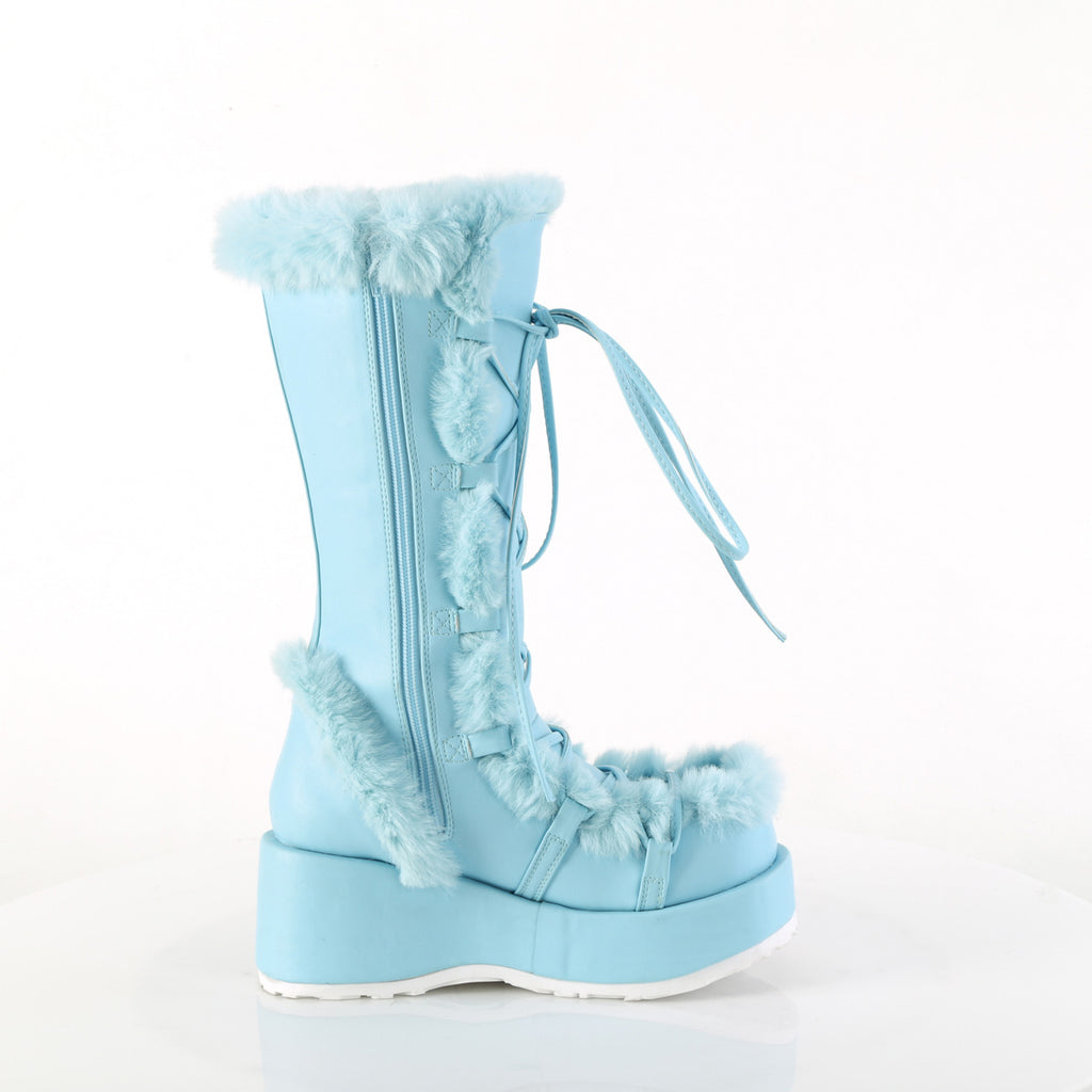 Cubby 311 Baby Blue Furry Stomper Mid Calf Boots -DEMONA DIRECT - Totally Wicked Footwear