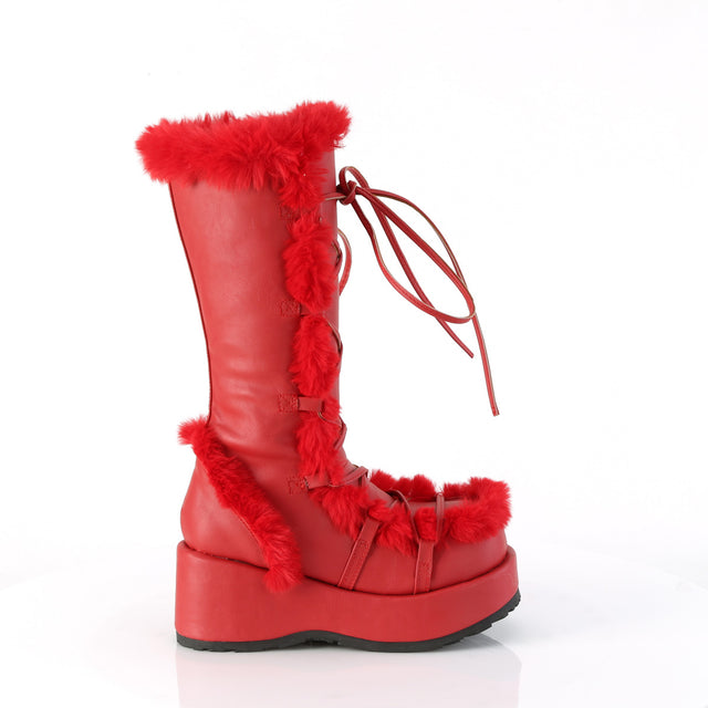 Cubby 311 Red Furry Stomper Mid Calf Boots -DEMONA DIRECT - Totally Wicked Footwear
