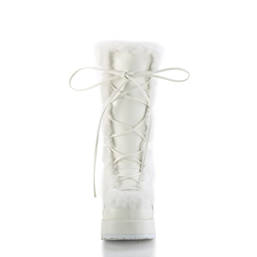 Cubby 311 White Furry Stomper Mid Calf Boots -DEMONA DIRECT - Totally Wicked Footwear