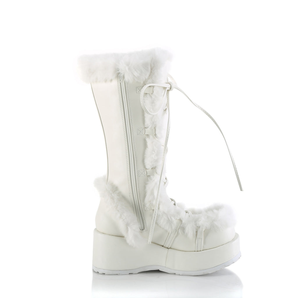 Cubby 311 White Furry Stomper Mid Calf Boots -DEMONA DIRECT - Totally Wicked Footwear