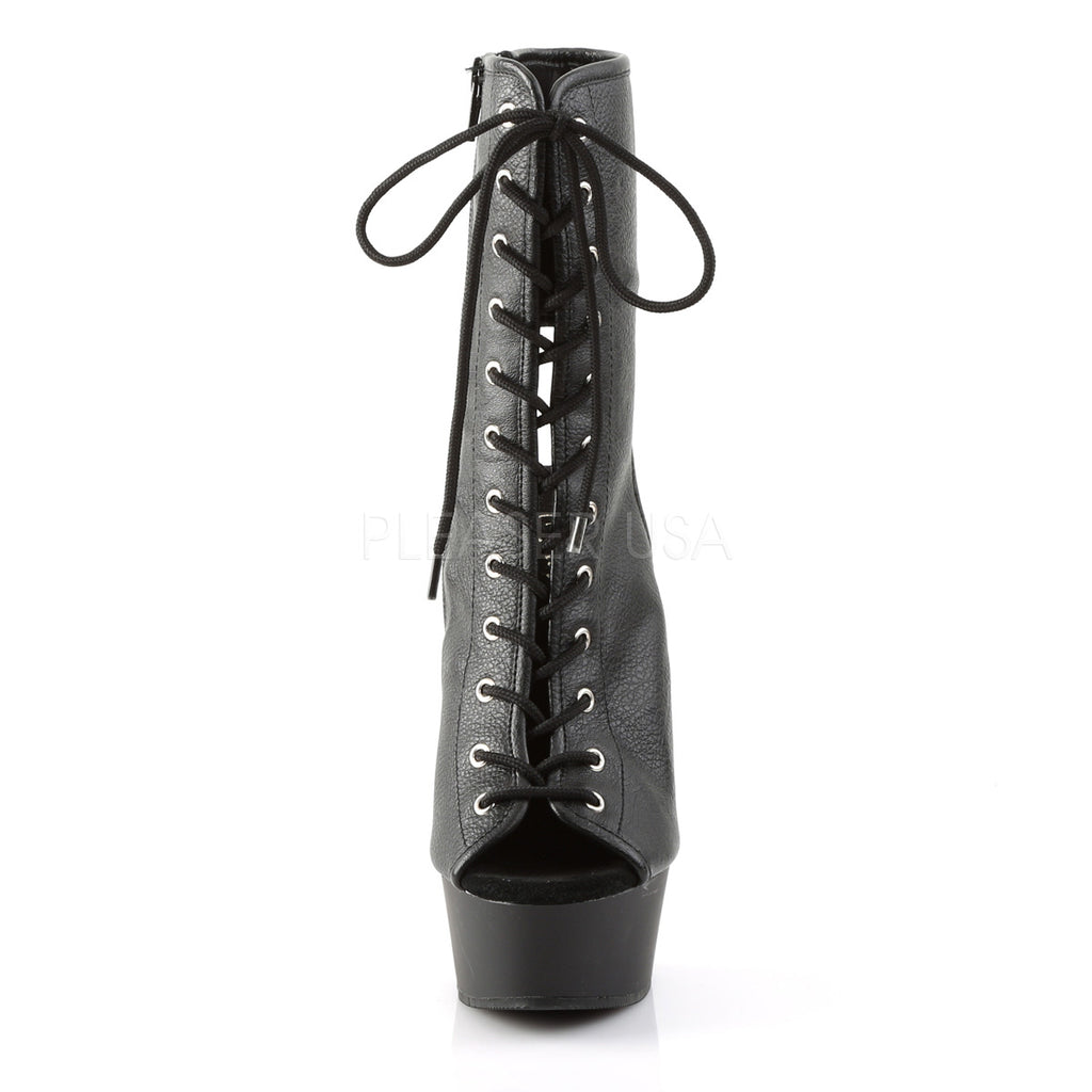 Delight 1016 Black Leatherette Upper Platform Ankle Boot - Totally Wicked Footwear