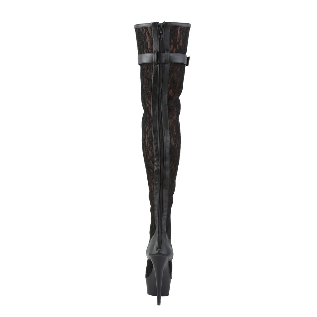 Delight 3025ML Black Lace Panel Platform OTK Thigh High Boots - Totally Wicked Footwear
