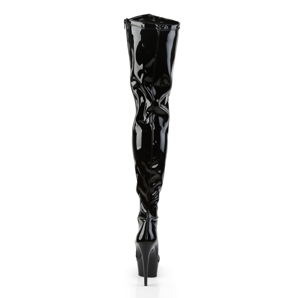 Delight 4000 Stretch Black Patent Crotch High Platform Thigh Boots - Totally Wicked Footwear