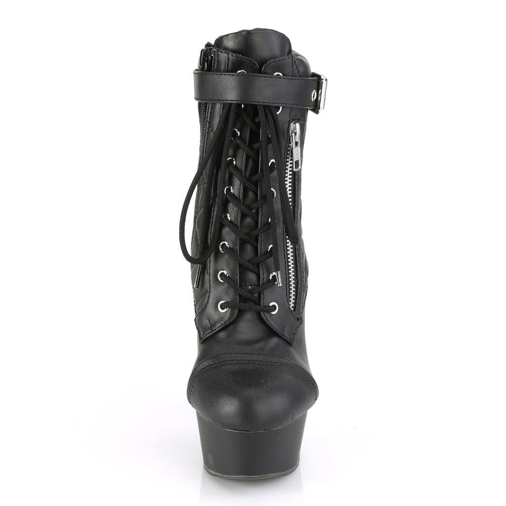 Delight 600-05 Black Quilted Matte 6" Platform Heel Ankle Boots - Direct - Totally Wicked Footwear