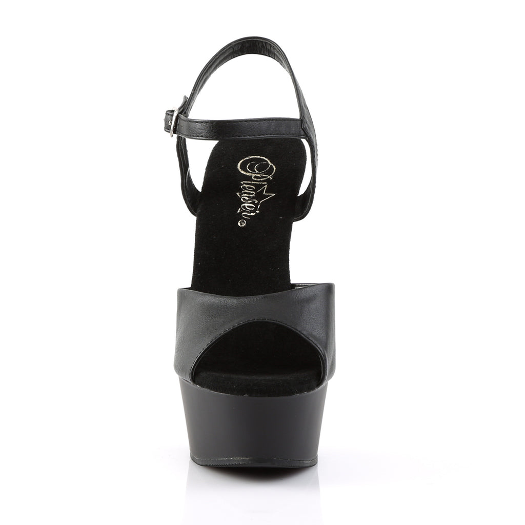 Delight 609 Black Matte 6" High Heel Ankle Strap Sandals - Direct - Totally Wicked Footwear