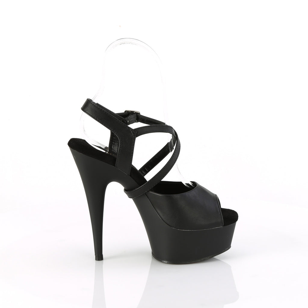 Delight 624-1 Black Strap 6" High Heel Platform Shoe - Direct - Totally Wicked Footwear