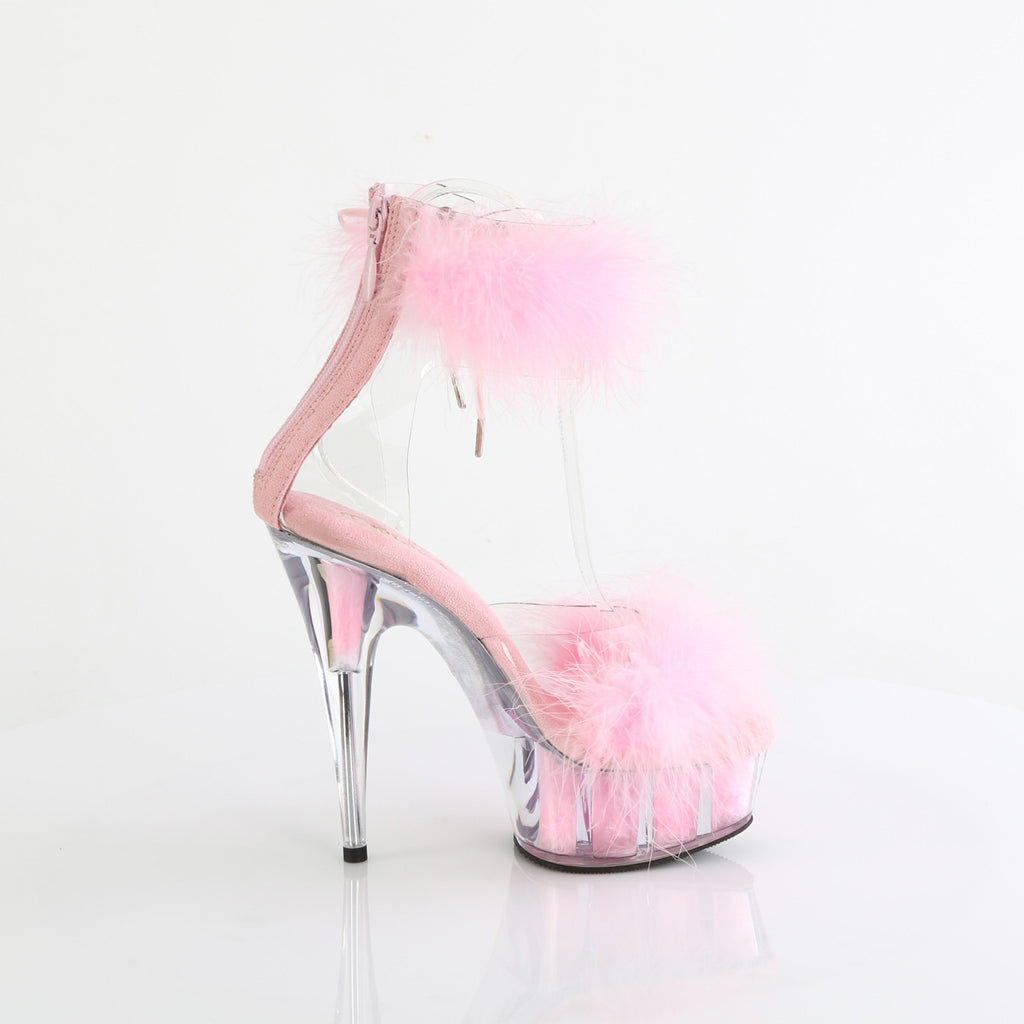 Delight 624f Baby Pink Marabou Feather 6" High Heel Platform Shoe - Direct - Totally Wicked Footwear