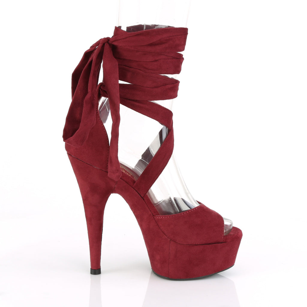 Delight 679 Burgundy Cross Wrap Strap Sandals- 6" High Heel Platform Shoe - Direct - Totally Wicked Footwear