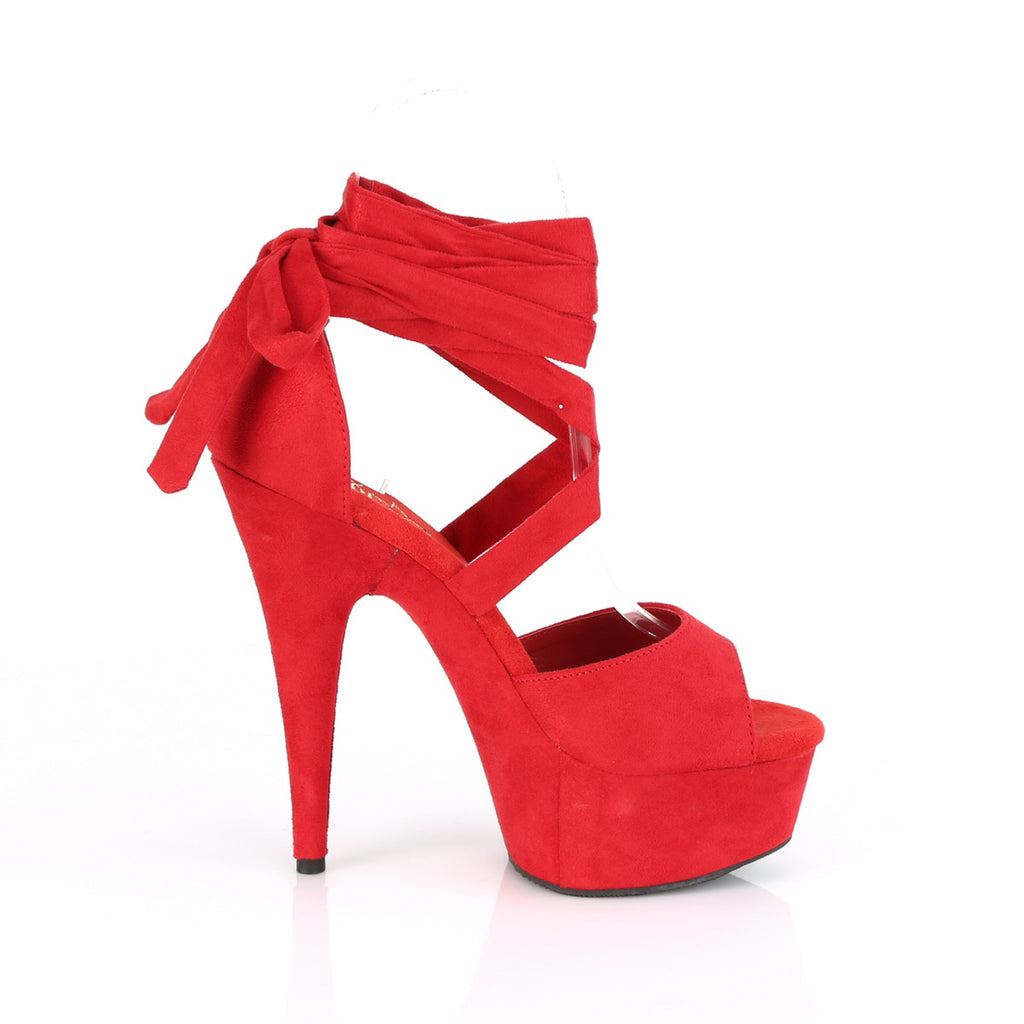 Delight 679 Red Cross Wrap Strap Sandals- 6" High Heel Platform Shoe - Direct - Totally Wicked Footwear