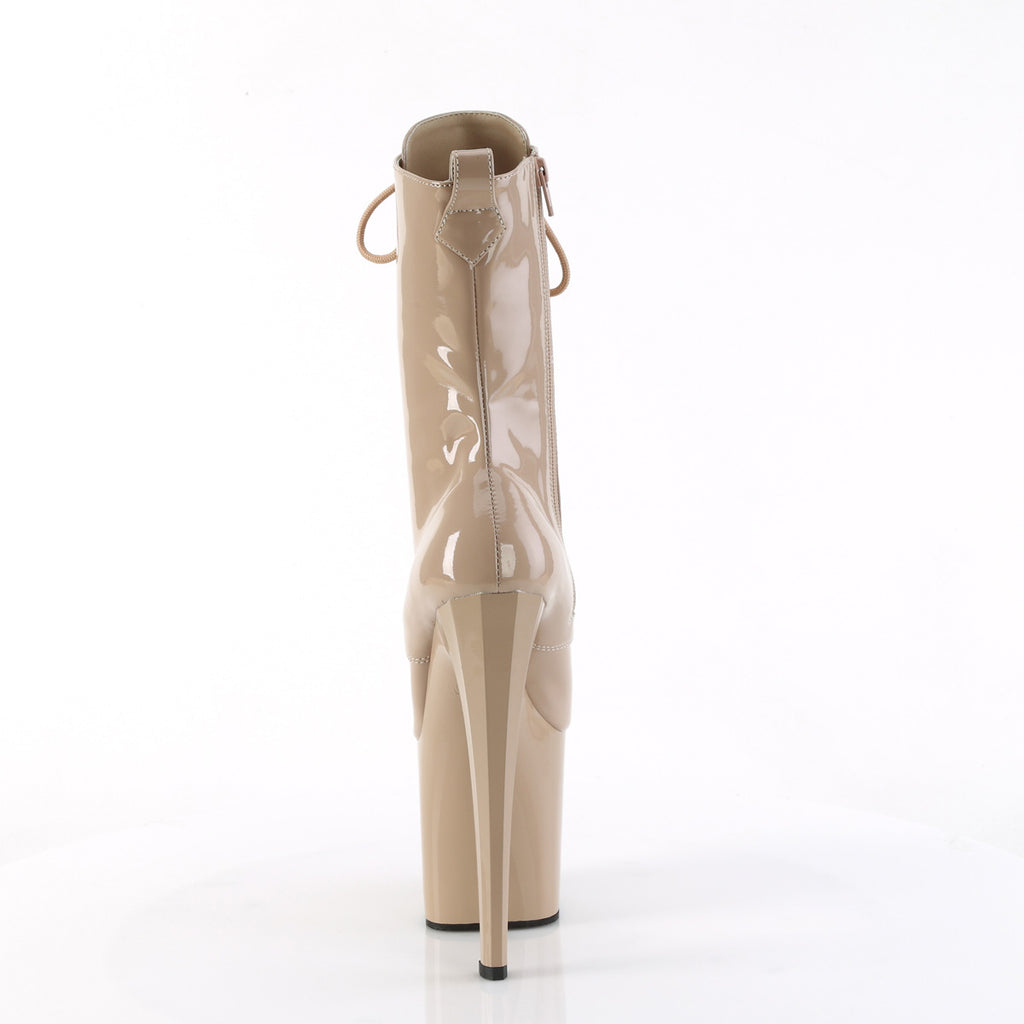 Enchant 1040 Nude Patent Prism Cut Platform Mid Calf Boots 8" Heels - Direct - Totally Wicked Footwear
