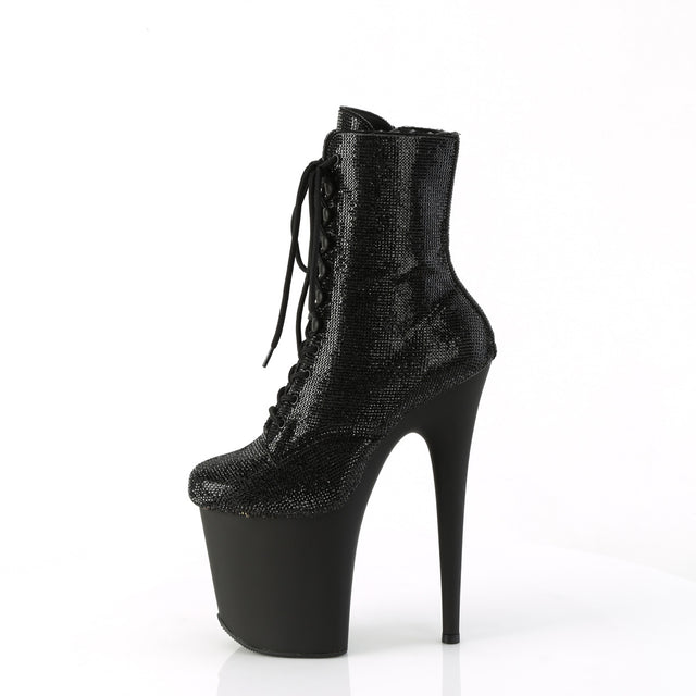 Flamingo 1020RS Black Rhinestone 8" Heel Platform Ankle Boots - Direct - Totally Wicked Footwear