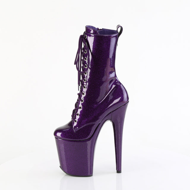 Flamingo 1040GP Purple Glitter Patent 8" Heel Platform Open Toe Ankle Boots - Direct - Totally Wicked Footwear