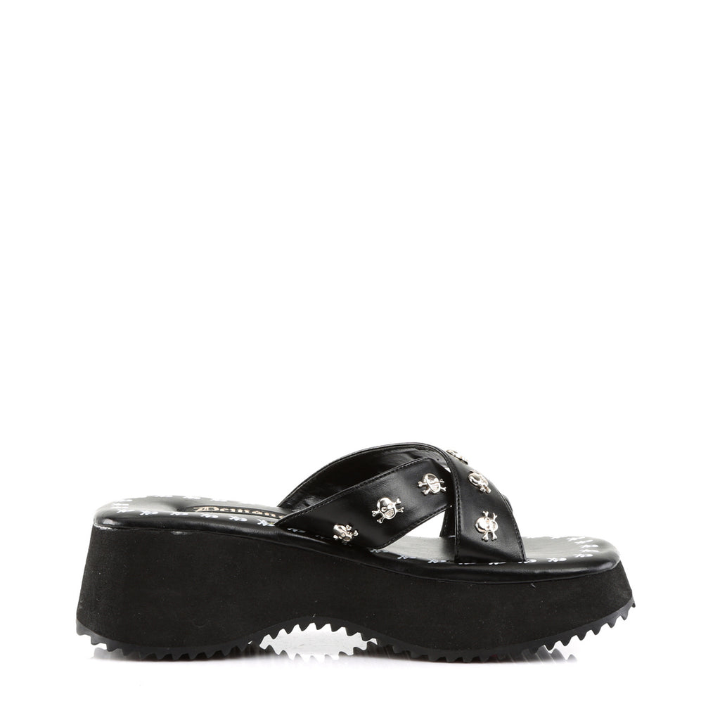 Flip 05 Black Matte Platform Sandals  - Demonia Direct - Totally Wicked Footwear