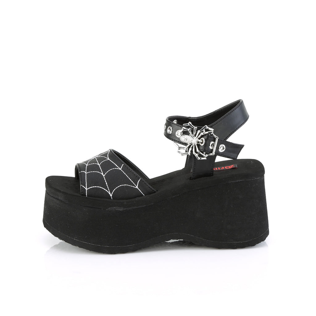 Funn 10 Black Matte Platform Sandals  - Demonia Direct - Totally Wicked Footwear