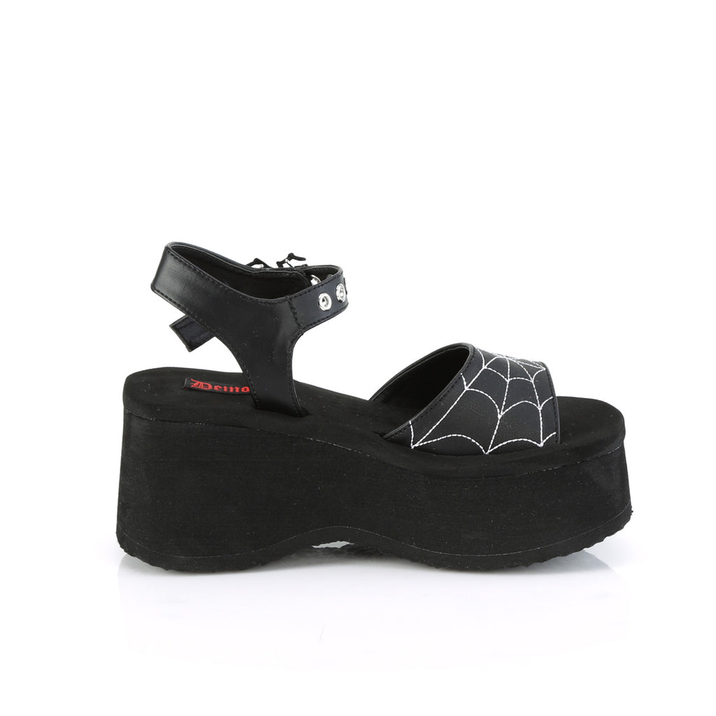 Funn 10 Black Matte Platform Sandals  - Demonia Direct - Totally Wicked Footwear