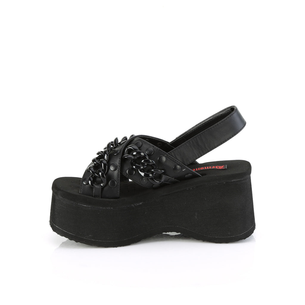Funn 12 Black Matte Platform Sandals  - Demonia Direct - Totally Wicked Footwear