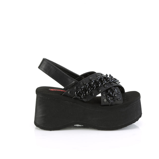 Funn 12 Black Matte Platform Sandals  - Demonia Direct - Totally Wicked Footwear