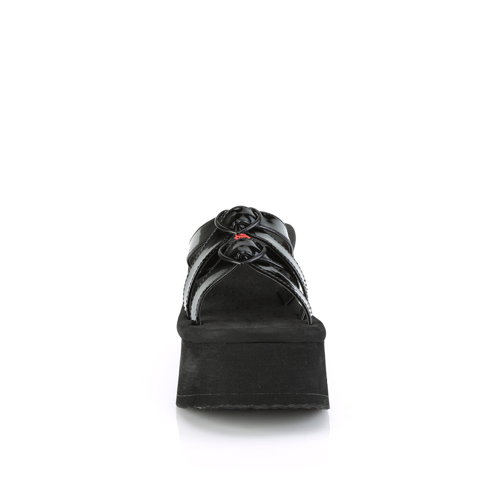 Funn 15 Black Patent Platform Sandals  - Demonia Direct - Totally Wicked Footwear