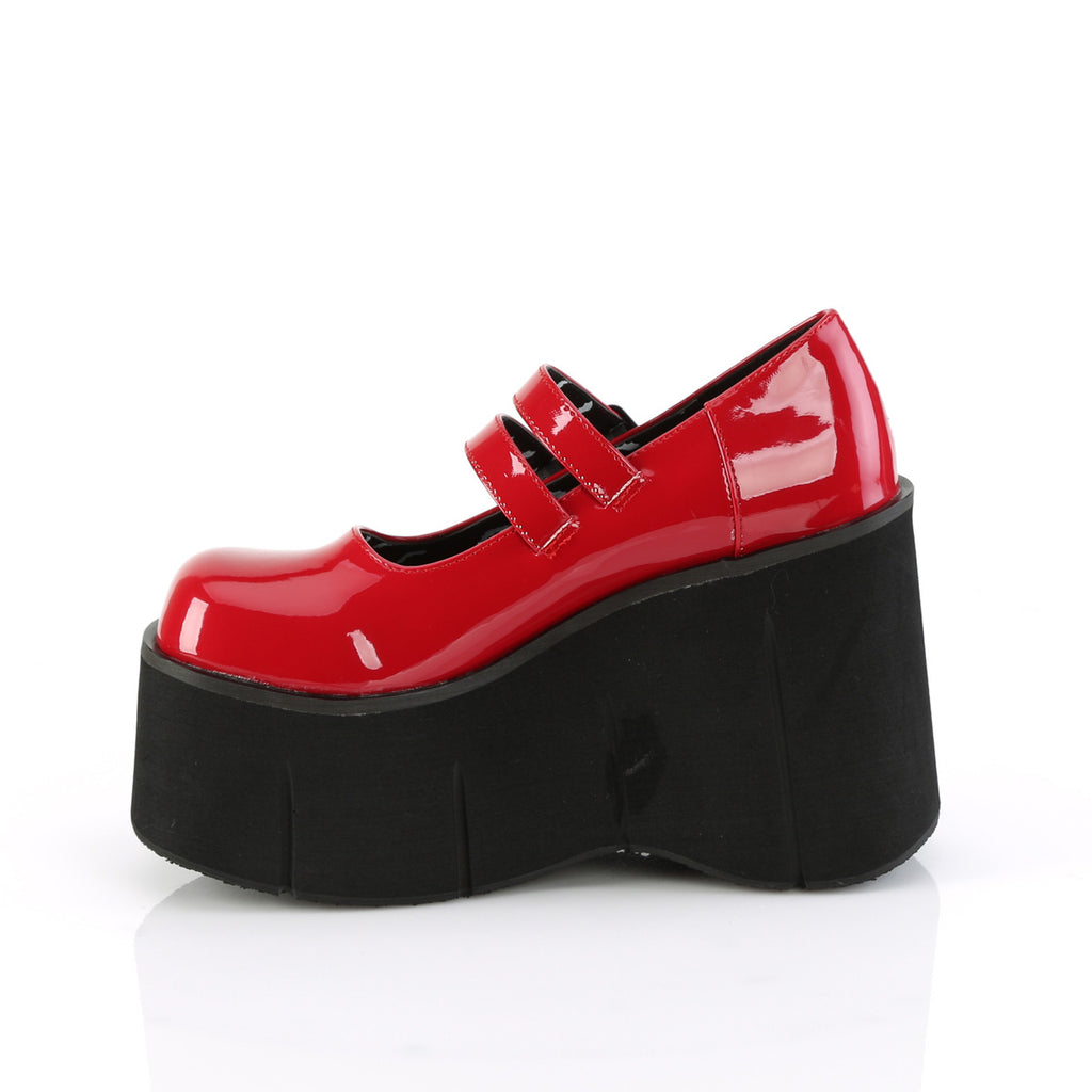 Kera 08 Red Patent  4.5" Platform Double Strap Maryjane Shoe  - Demonia Direct - Totally Wicked Footwear
