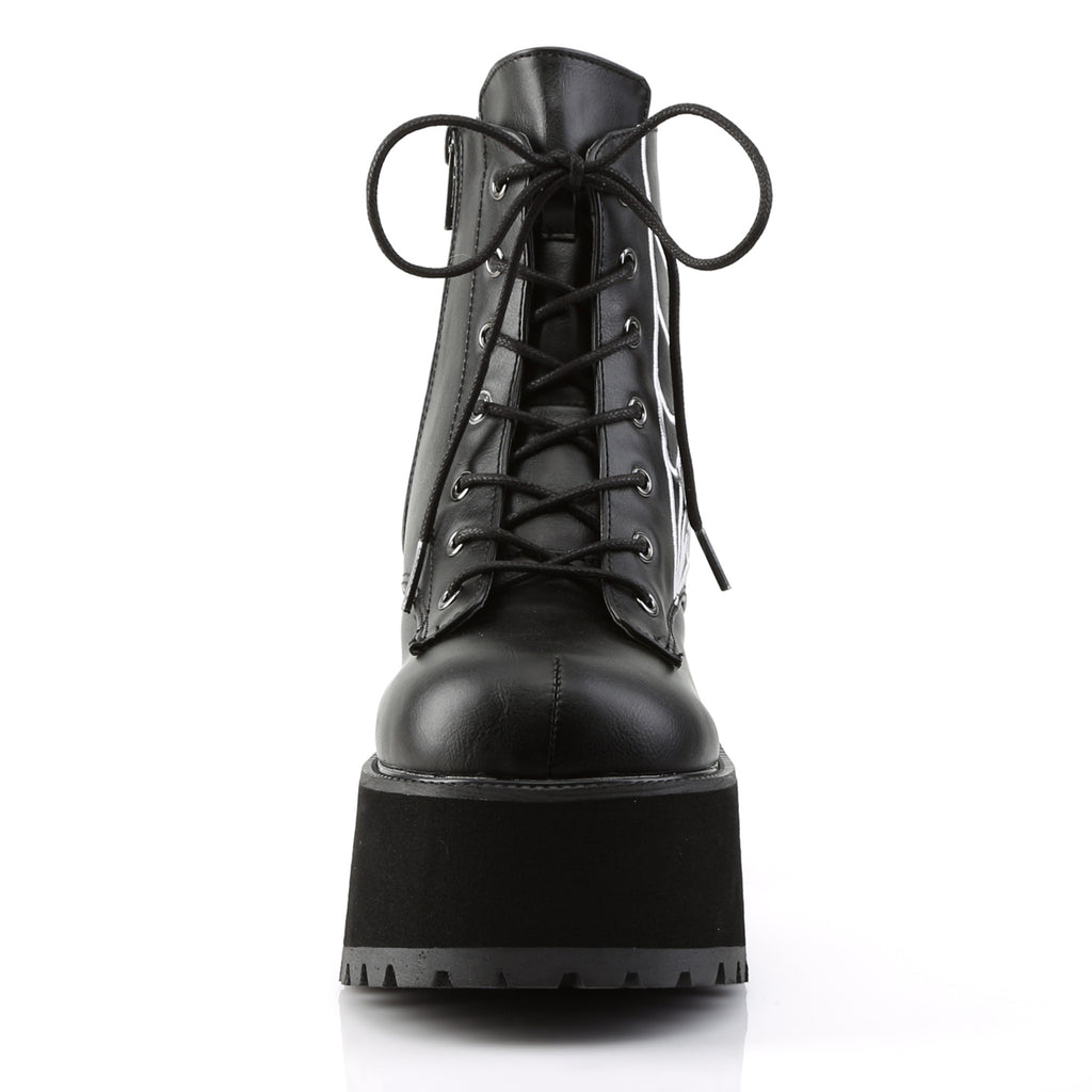 Ranger 105 Black Vegan Leather Web Ankle Boots 6-12  - Demonia Direct - Totally Wicked Footwear
