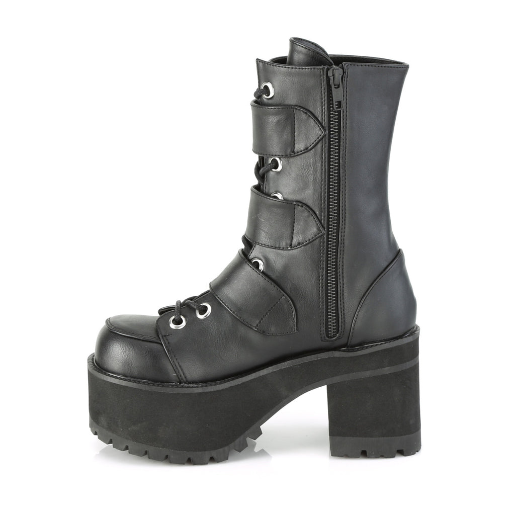 Ranger 308 Black Vegan Leather Boots 6-12  - Demonia Direct - Totally Wicked Footwear