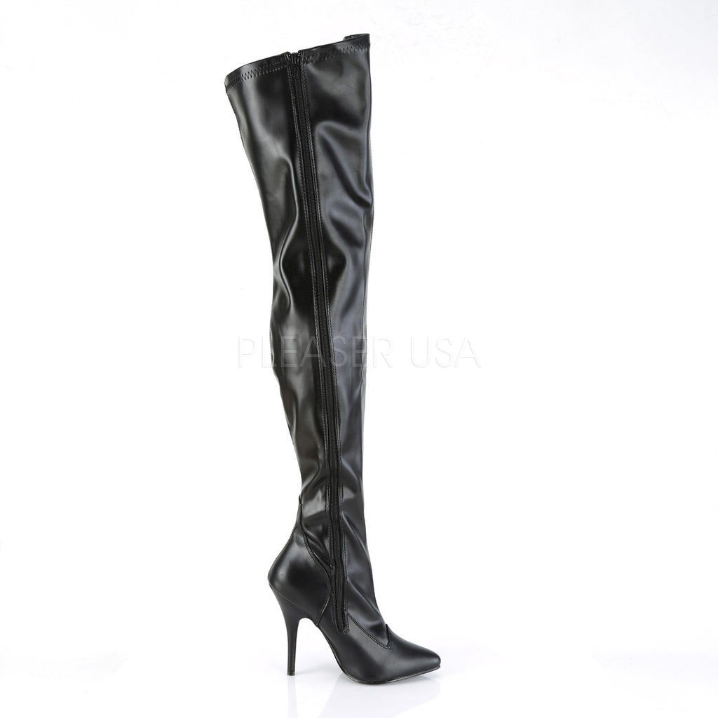 Seduce 3000 Black Matte  5" Stiletto Heel Stretch OTK Thigh Boot 5-16 - Totally Wicked Footwear