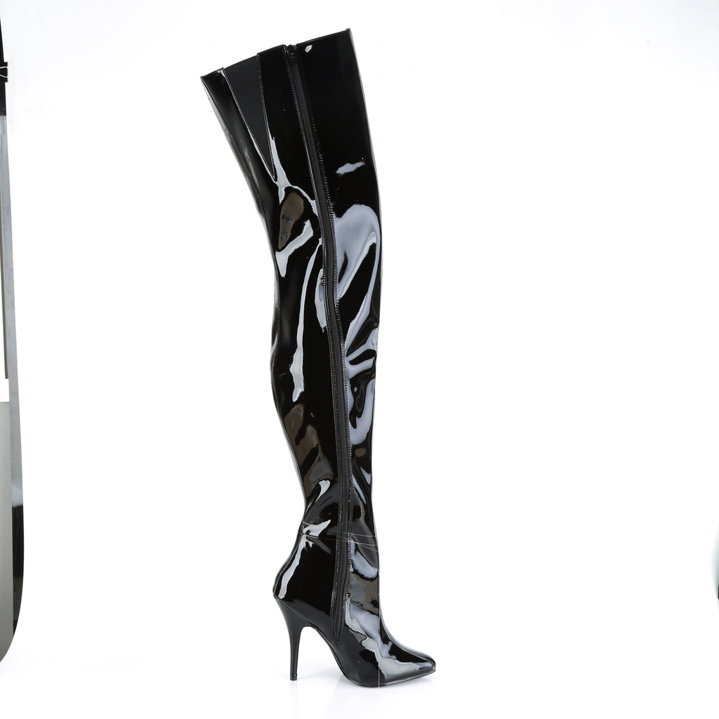 Seduce 4010 Black Patent Thigh High Crotch Boot Chaps Stiletto Heel  6-16 - Totally Wicked Footwear